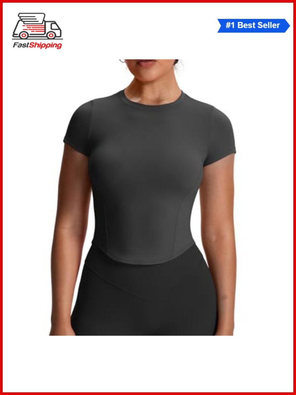Aoxjox GEO Short Sleeve T-Shirt Without Padded Bra Butter-Soft Nylon Spandex